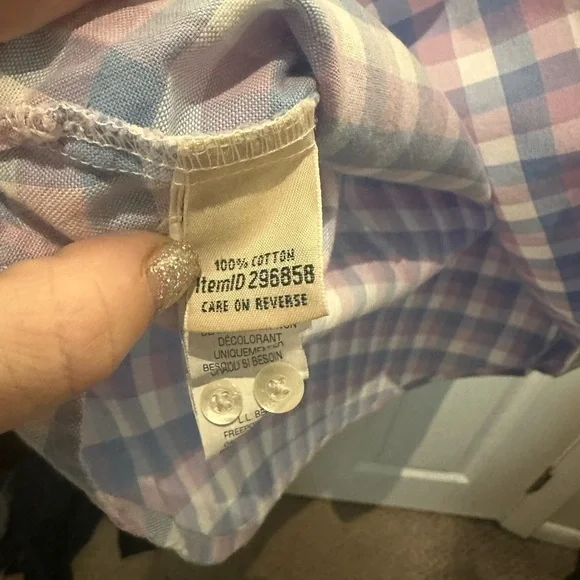 LL Bean Half Button Pullover Hidden Women's Plaid Shirt Size Small 100% Cotton - Picture 5 of 6